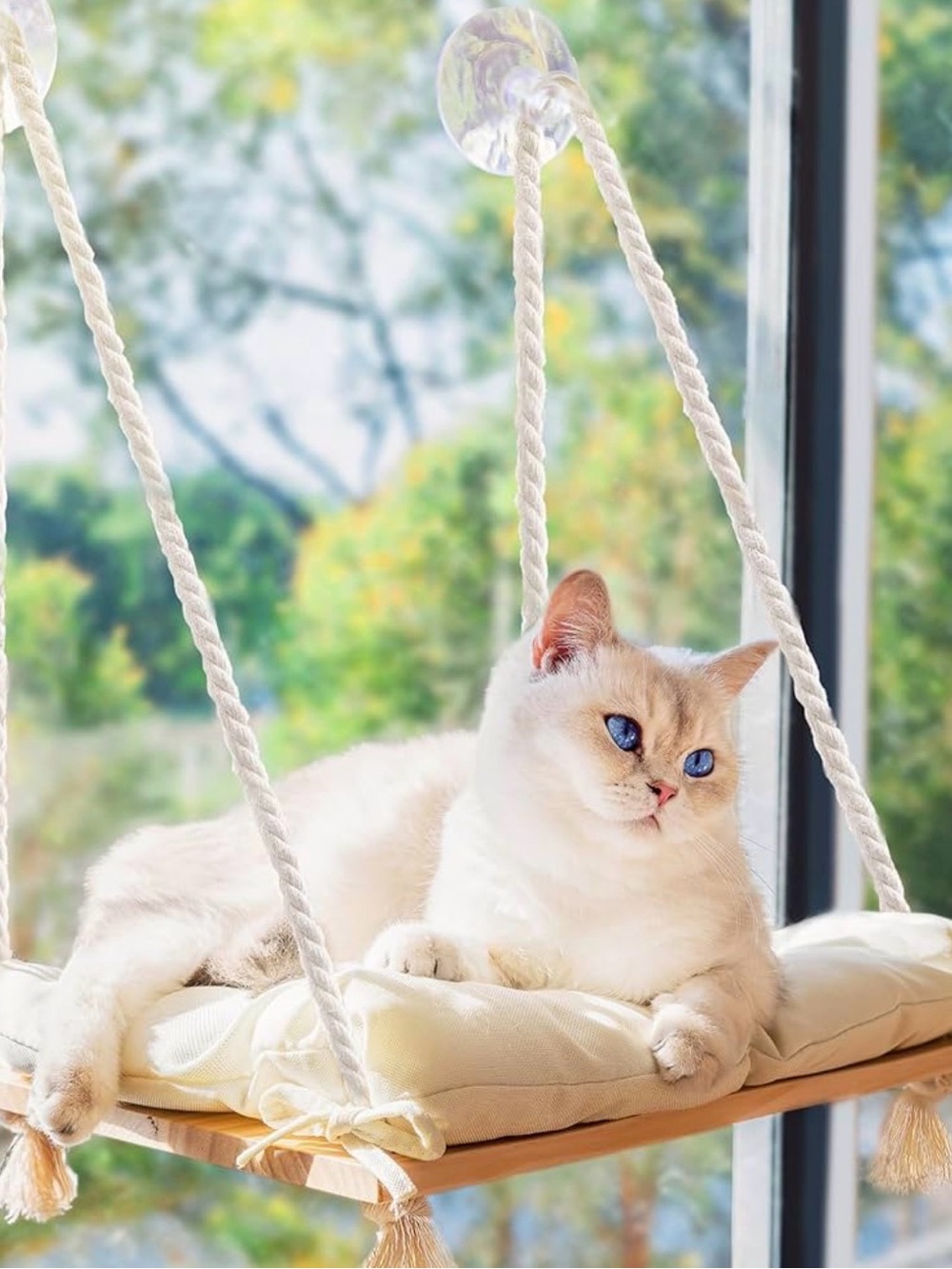 Cozy Cream Cat Hammock for window
